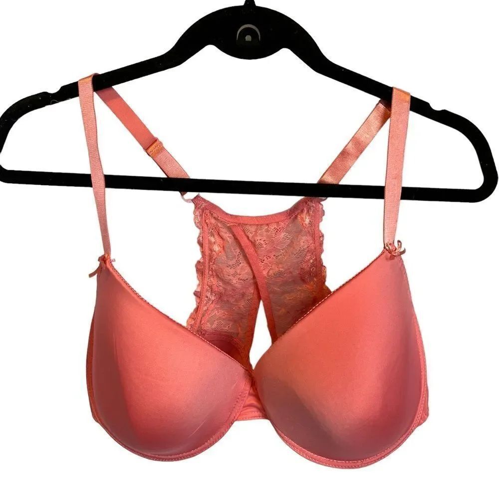 Delta Burke Pink Lacy racerback bra 40DD